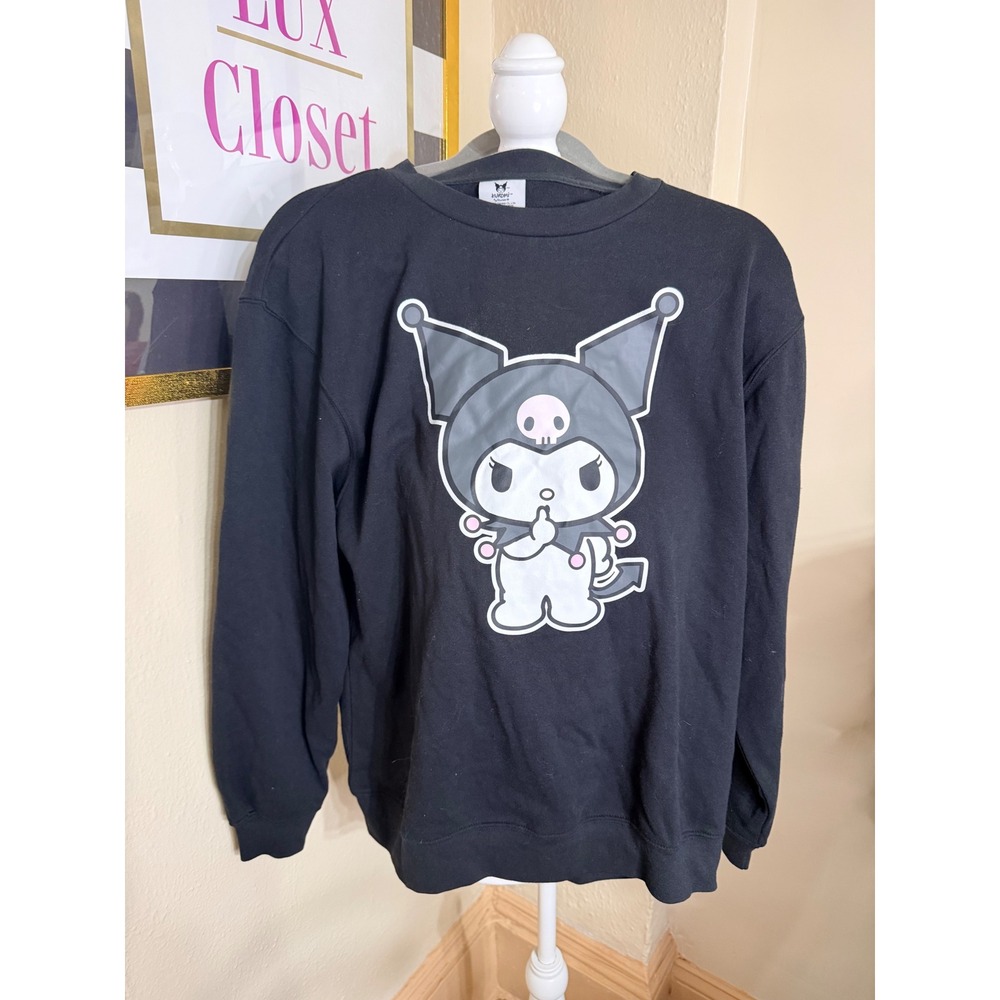 Sanrio Kuromi Bioworld Black Graphic Sweatshirt Womens Medium SIL-34706 Skull